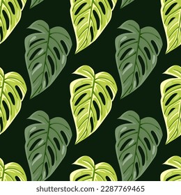 Jungle leaf seamless pattern. Exotic botanical texture. Floral background. Decorative tropical palm leaves wallpaper. Design for fabric, textile print, wrapping, cover. Vector illustration