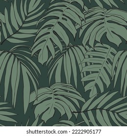 Jungle leaf seamless pattern. Graphic modern vector illustration. For fabric, wrapping paper, and wallpaper.