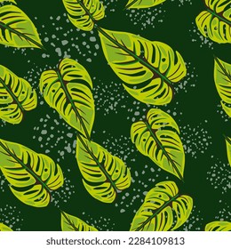 Dschungelblatt nahtlose Tapete. Dekorative tropische Palmen Blätter nahtlos Muster. Exotische botanische Textur. Blumenhintergrund. Design für Stoff, Stoffdruck, Umhüllung, Abdeckung. Vektorgrafik