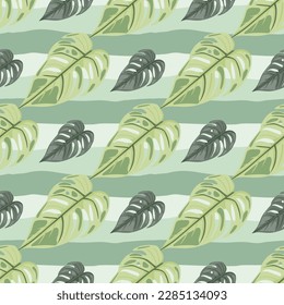Papel de la hoja de la jungla sin soldadura. Las hojas de palma tropicales decorativas son un patrón impecable. Textura botánica exótica. Fondo floral. Diseño para tela, impresión textil, envoltura, cubierta. Ilustración del vector