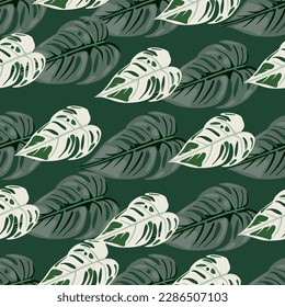 Jungle leaf seamless wallpaper. Decorative tropical palm leaves seamless pattern. Exotic botanical texture. Floral background. Design for fabric, textile print, wrapping, cover. Vector illustration