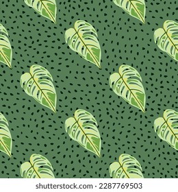 Jungle leaf seamless wallpaper. Decorative tropical palm leaves seamless pattern. Exotic botanical texture. Floral background. Design for fabric, textile print, wrapping, cover. Vector illustration