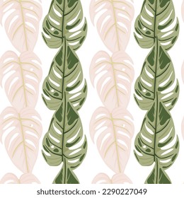 Jungle leaf seamless wallpaper. Decorative tropical palm leaves seamless pattern. Exotic botanical texture. Floral background. Design for fabric, textile print, wrapping, cover. Vector illustration