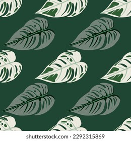 Papel de la hoja de la jungla sin soldadura. Las hojas de palma tropicales decorativas son un patrón impecable. Textura botánica exótica. Fondo floral. Diseño para tela, impresión textil, envoltura, cubierta. Ilustración del vector