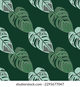 Jungle leaf seamless wallpaper. Decorative tropical palm leaves seamless pattern. Exotic botanical texture. Floral background. Design for fabric, textile print, wrapping, cover. Vector illustration