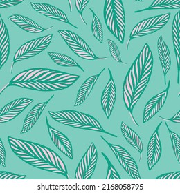 Jungle leaves pattern design in pink and turquoise green. Tropical foliage vector illustration. Great for kids and summer home decor. Surface pattern design.