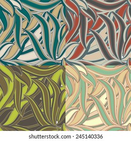 Jungle Leaves Seamless Pattern Decorative Ornament Backdrop Pattern for Fabric, Textile.