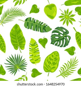 Jungle leaves seamless pattern. Vector illustration.