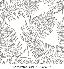 Jungle leaves seamless vector floral pattern background. Tropical palm leaves background. Vector illustration in trendy style.