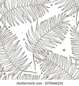 Jungle leaves seamless vector floral pattern background. Tropical palm leaves background. Vector illustration in trendy style.