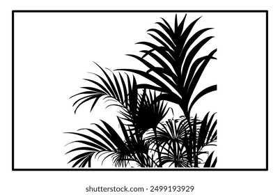 Silueta de hojas de selva - Clipart de ilustración y Naturaleza de follaje tropical