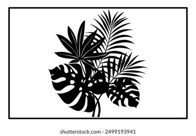 Jungle Leaves Silhouette - Tropical Foliage Illustration and Nature Clipart