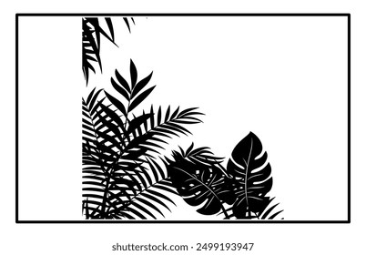 Jungle Leaves Silhouette - Tropical Foliage Illustration and Nature Clipart
