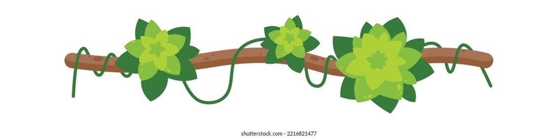Jungle liana with leaves flat illustration