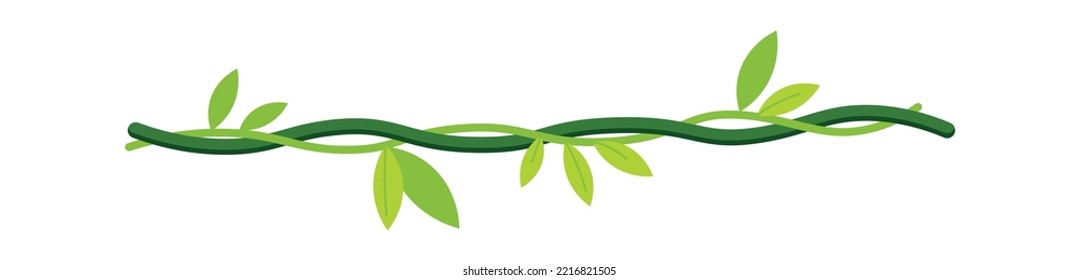 Jungle liana with leaves flat illustration