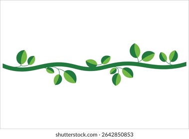 Jungle liana with leaves flat vector. Tropical vine design for adventure, rainforest, and exotic nature themes.