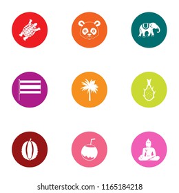 Jungle life icons set. Flat set of 9 jungle life vector icons for web isolated on white background