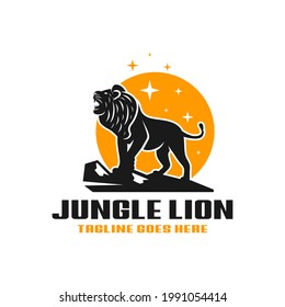jungle lion illustration logo design