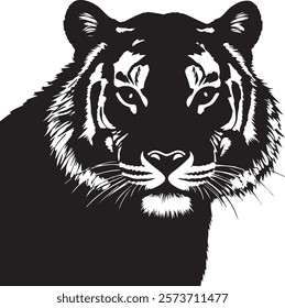 jungle natural life of tiger silhouette vector

