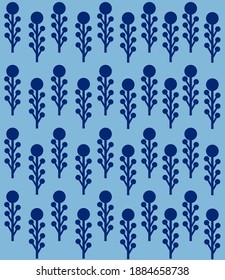 Jungle night feel blue seamless pattern