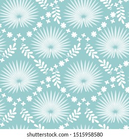 Jungle palm leaf seamless pattern. Vector exotic leaves and flowers wallpaper.