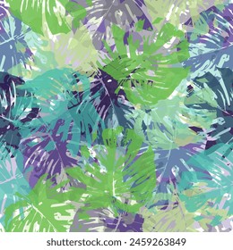 Jungle palm leaves, tropical leaf on white background, watercolor botanical illustration. Vector illustration
