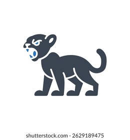Jungle Panther Warning Icon Isolated On White Background