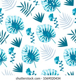 jungle pattern vector seamless background blue
