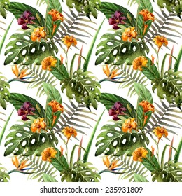 Jungle Pattern Watercolor Stock Vector (Royalty Free) 235931809 ...