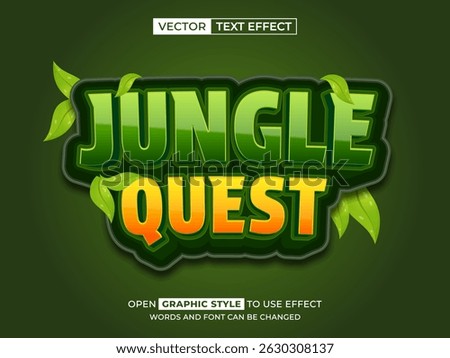 jungle quest editable text, font effect, 3d text for title