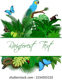 Jungle Rainforest Summer Tropical Leaves Wildlife Vector Design