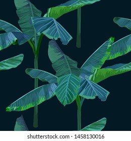 Jungle seamless pattern. Summer tropical palm trees print. Vector illustration