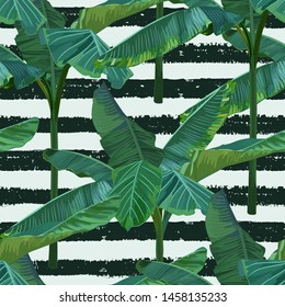 Jungle seamless pattern. Summer tropical palm trees print. Vector illustration