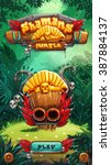 Jungle shamans game user interface play window screen. Vector illustration for web mobile video game.