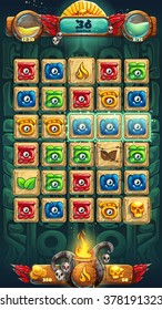 Jungle shamans game user interface GUI playing field window vector illustration