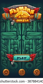 Jungle shamans user interface play window screen. Vector illustration for web mobile video game.