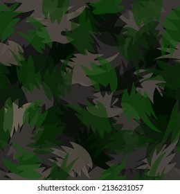 Dschungelstil-Tarnung nahtlos Muster drucken. Grüne Formen des Blattwerks und Blätter mit Streifen. Abstrakte Armee und Jagd-Masking-Ornament-Hintergrund.