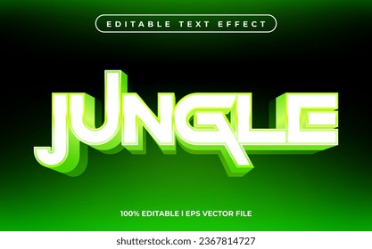 Efecto de texto jungla portada de vídeo editable y estilo de texto de banners, plantilla de tipografía 3d