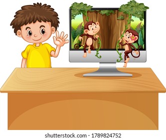 Jungle theme on computer background illustration