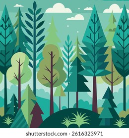 Jungle Theme Tree    Dark Type of Colorful Shapes Vector Set