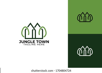 jungle town logo vector concept with simple, modern and elegant styles on white background 