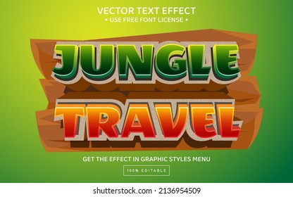 Jungle travel 3D editable text effect template