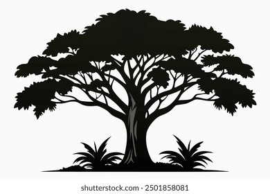 Jungle tree isolated silhouette vector