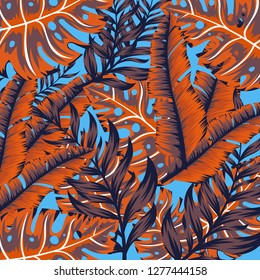 Jungle tropical leaves background. Vector illustration