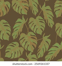 Jungle tropical vector pattern with tropical plants and palm leaves. Vector summer background. Stock vector ESP 10.