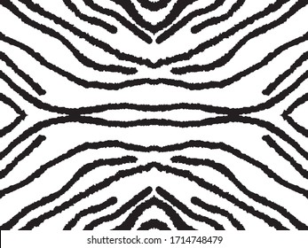 Jungle Vector. Animal Pattern. White Seamless Brush. Line Seamless Background. Black Stripe Print. Tropical Grunge Texture. Black Cute Zebra. Nature Cool Texture. African Vector Tiger. Repeat Pattern