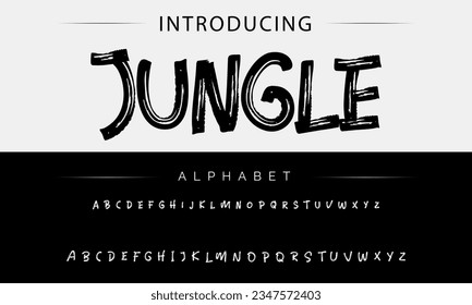 Jungle vector brush style font, alphabet, typeface