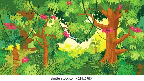 In the jungle. Vector illustration