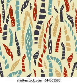 Jungle vector pattern with leaves plants sansevieria or pike tail. Hand drawn seamless background for wallpaper, blog, organic product packaging, wedding invitations and other your design ideas.