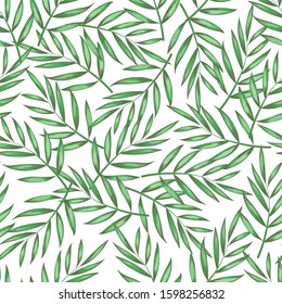 Jungle vector pattern with tropical leaves.Trendy summer print. Exotic seamless background.